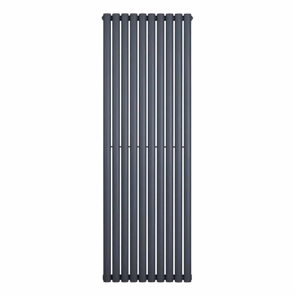 Monstershop Oval Single Column Steel Radiator in Anthracite Grey, H: 180 cm, W: 60 cm – 2