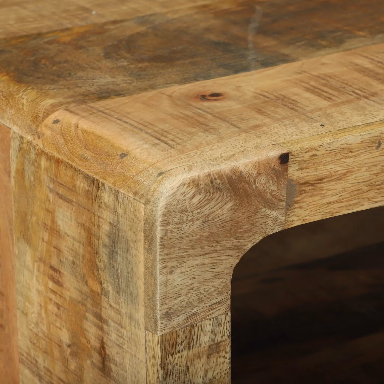 Berkfield Home Rustic Mango Wood Coffee Table, Brown, W: 90 cm, D: 50 cm, H: 35 cm – 4