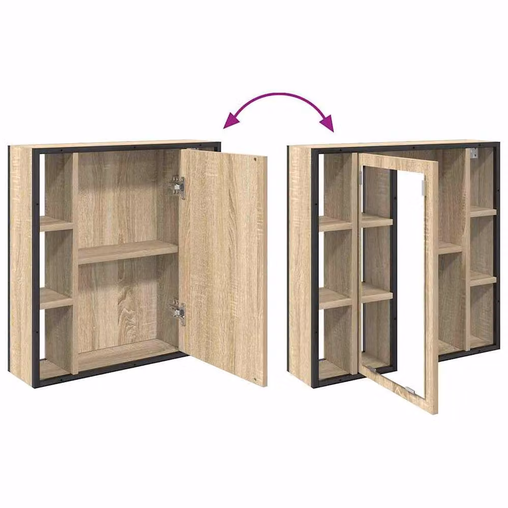 Berkfield Home Modern 2 Piece Bathroom Furniture Set in Sonoma Oak and Cream – 3
