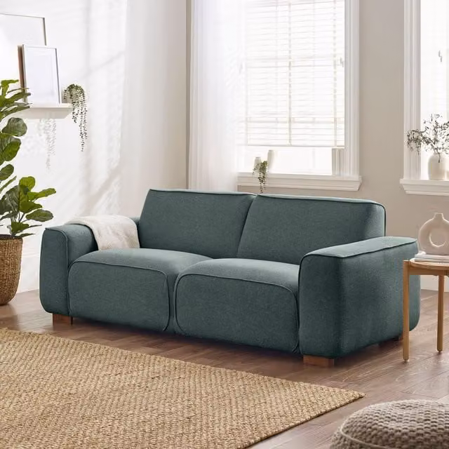 FurnitureboxUK Petra 3 Seat Modern Living Room Sofa in Green Fabric with Solid Wood Frame