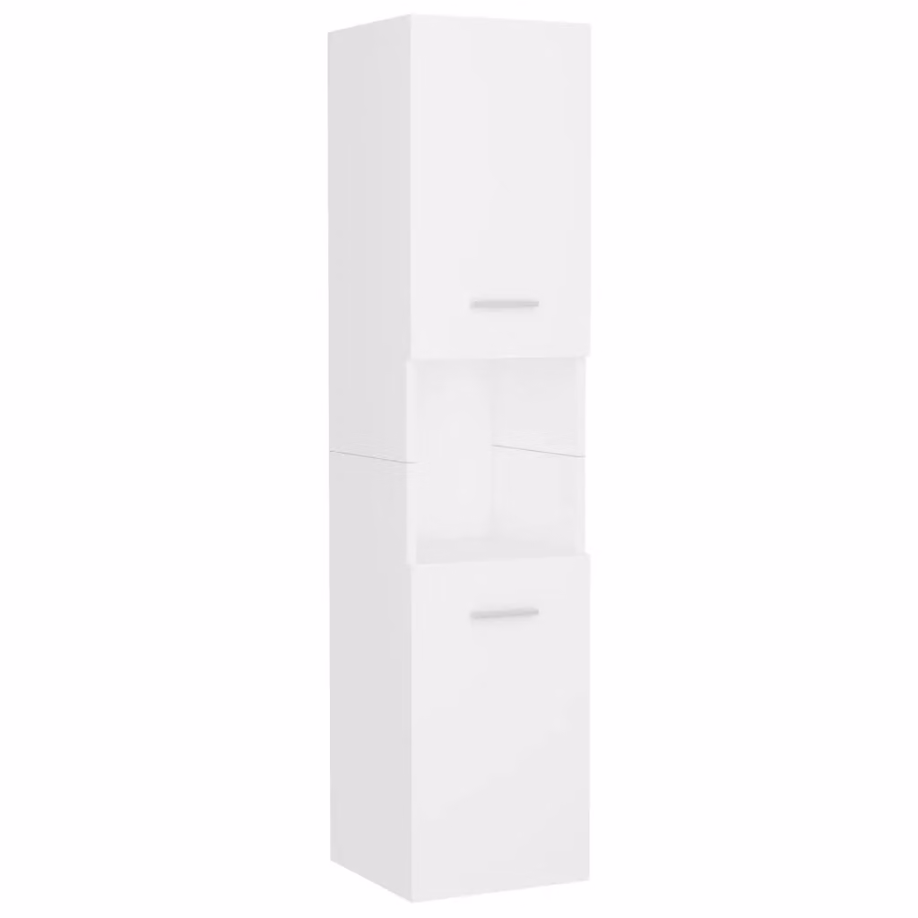 Berkfield Home White Wall Mounted Bathroom Cabinet with Hinged Doors and Open Shelf, W/D/H: 30 x 30 x 130 cm – 2