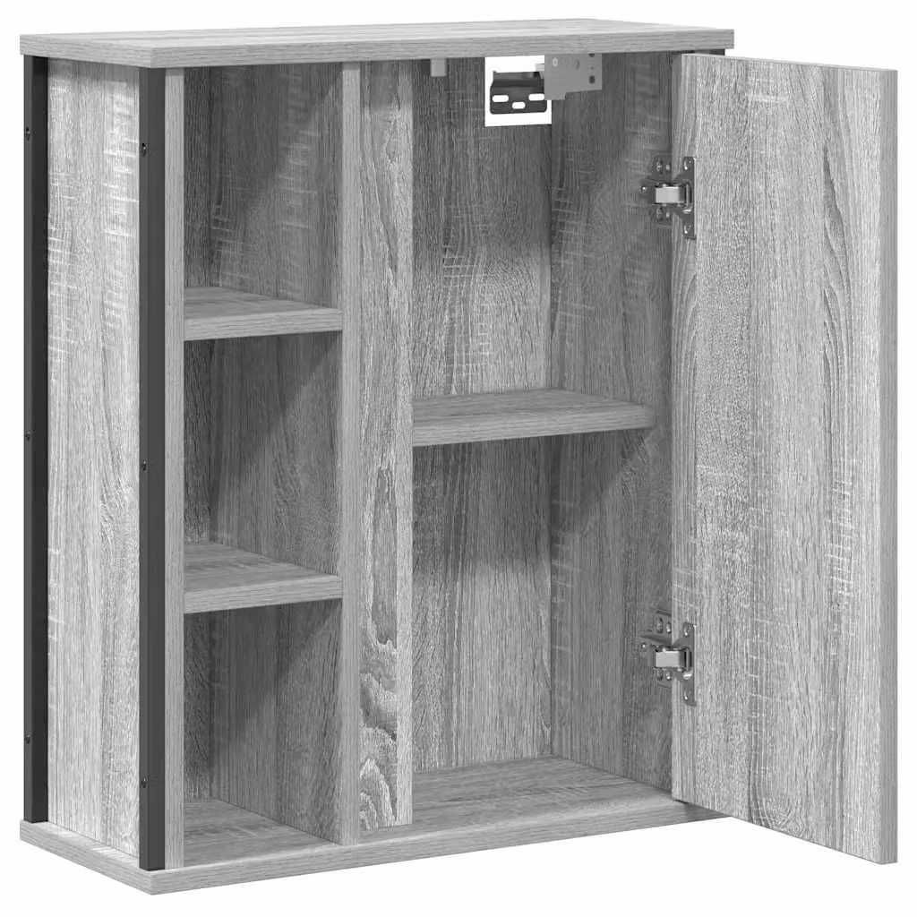 Berkfield Home Grey Sonoma Bathroom Wall Cabinet with Mirror and Internal Shelves W/D/H: 50 x 21 x 60 cm – 3