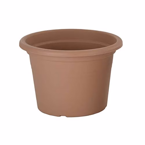 Gardenesque Eco Cylinder Recycled Plastic Planter in Terracotta and Brown, 3 Pack, Diameter: 35 cm