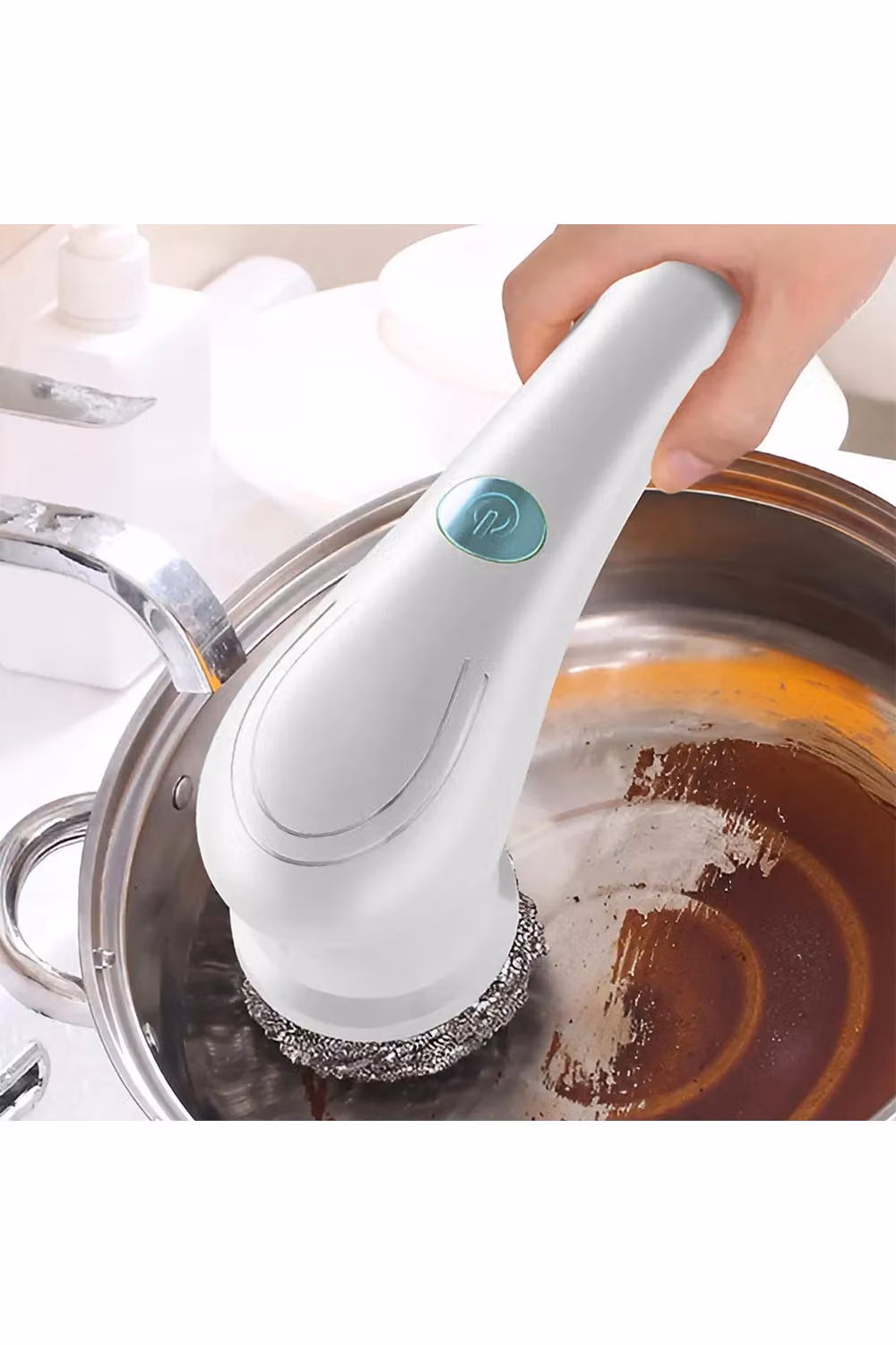Living and Home 5-in-1 Waterproof IPX7 Cordless Electric Spin Scrubber with 5 Replaceable Brush Heads, White – 2