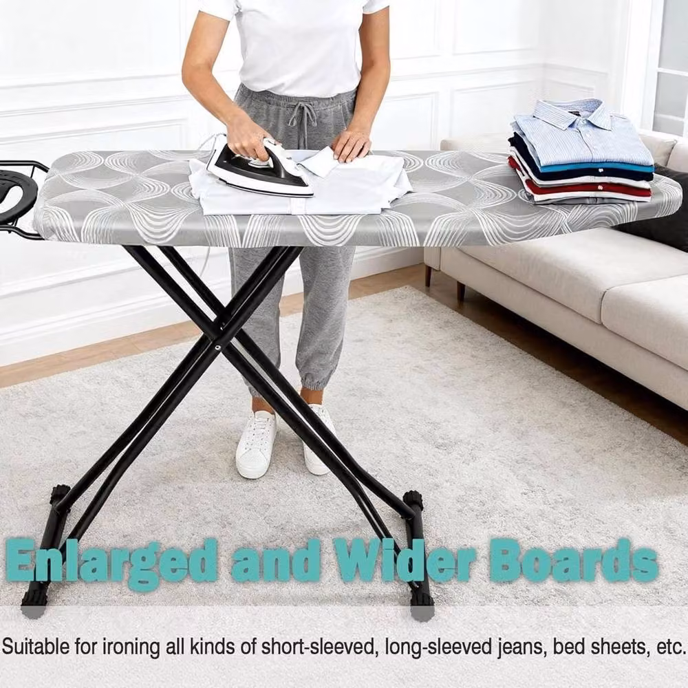 VOGREX Folding Ironing Board in Grey with 6 Adjustable Height Settings, W: 122 cm, D: 38 cm – 4