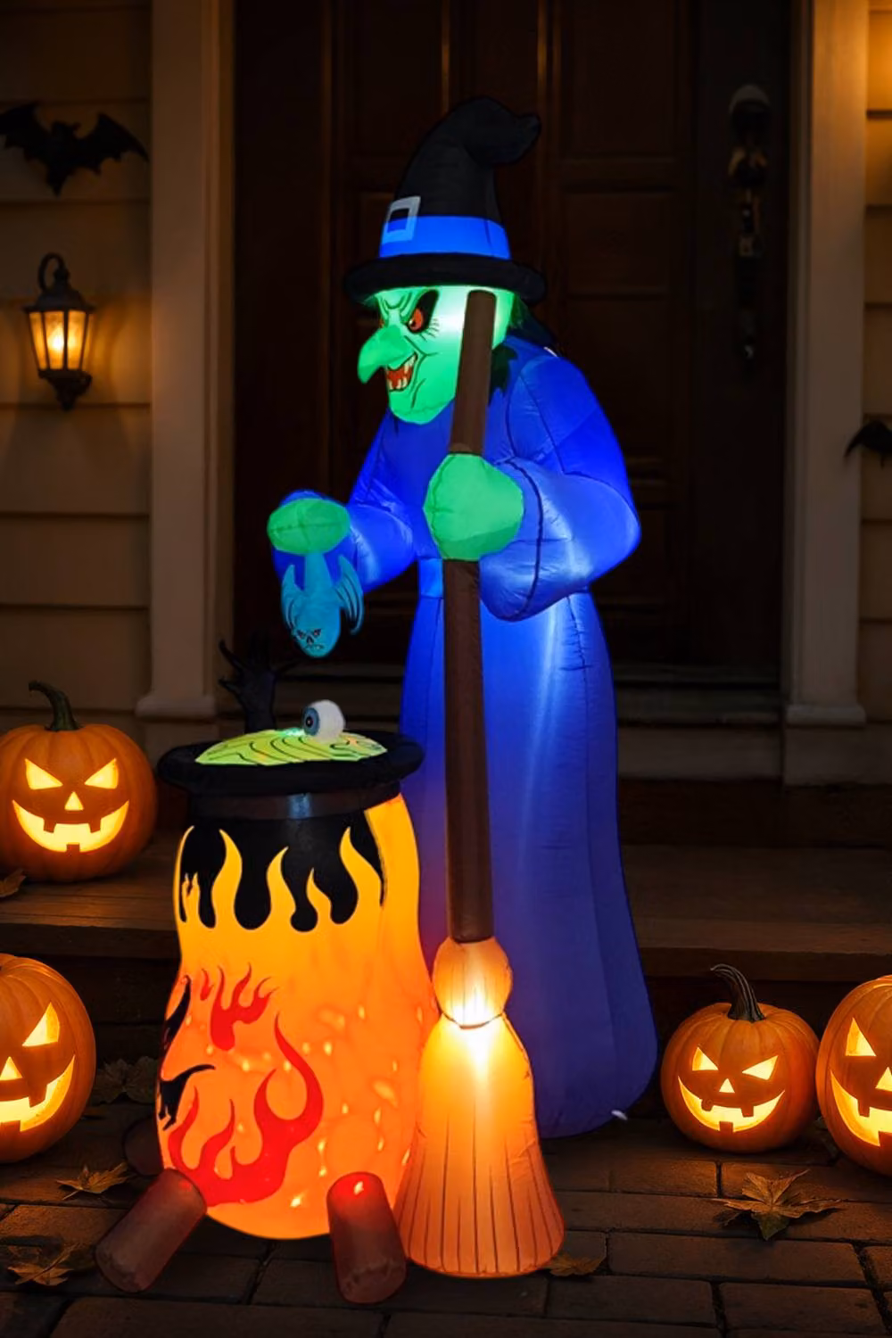 Living and Home 7ft Halloween Inflatable Witch Decoration with Built-in LED Lights in Multicolour – 3