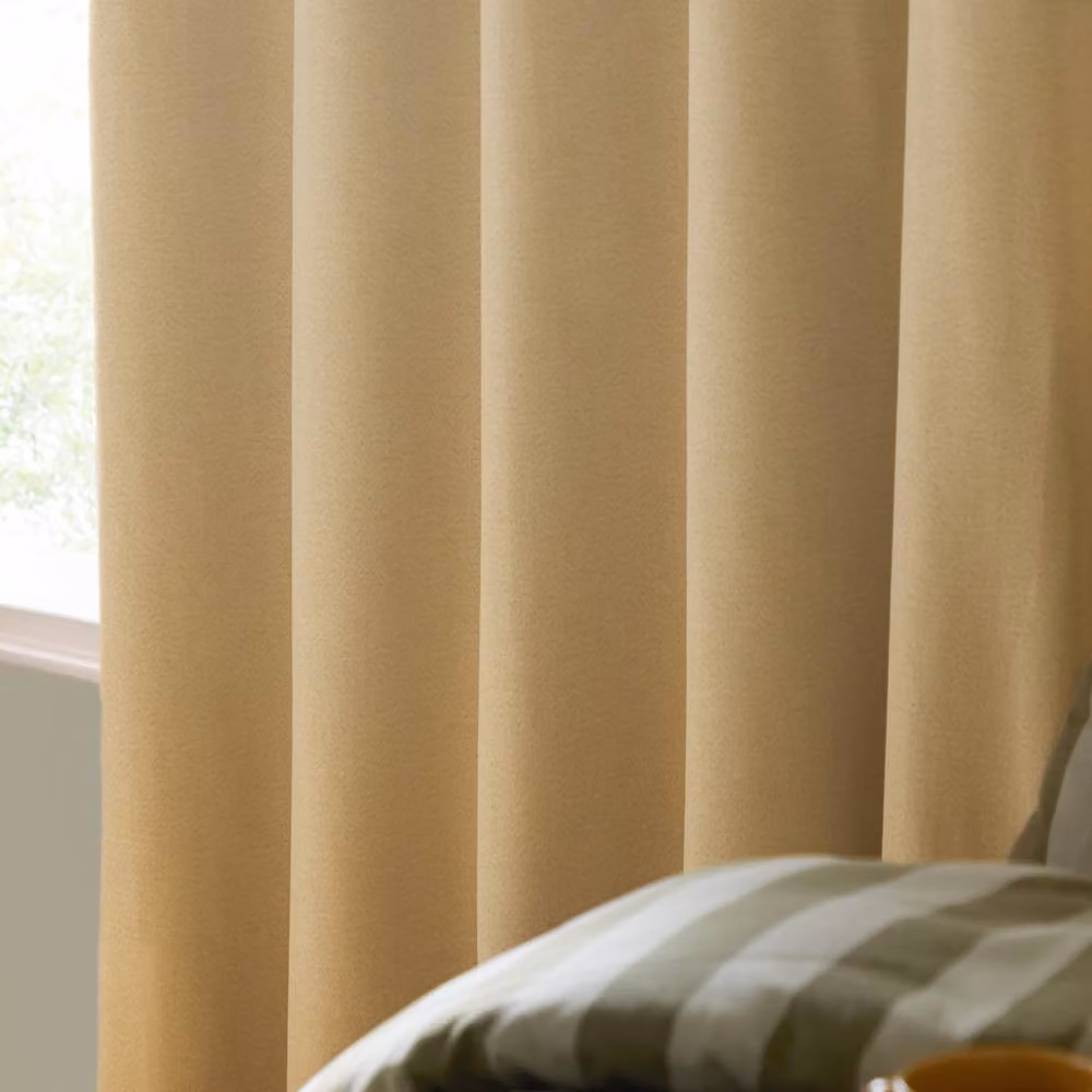Furn Blackout Textured Woven Eyelet Curtain Pair in Sand, Width: 117 cm, Drop: 137 cm – 2