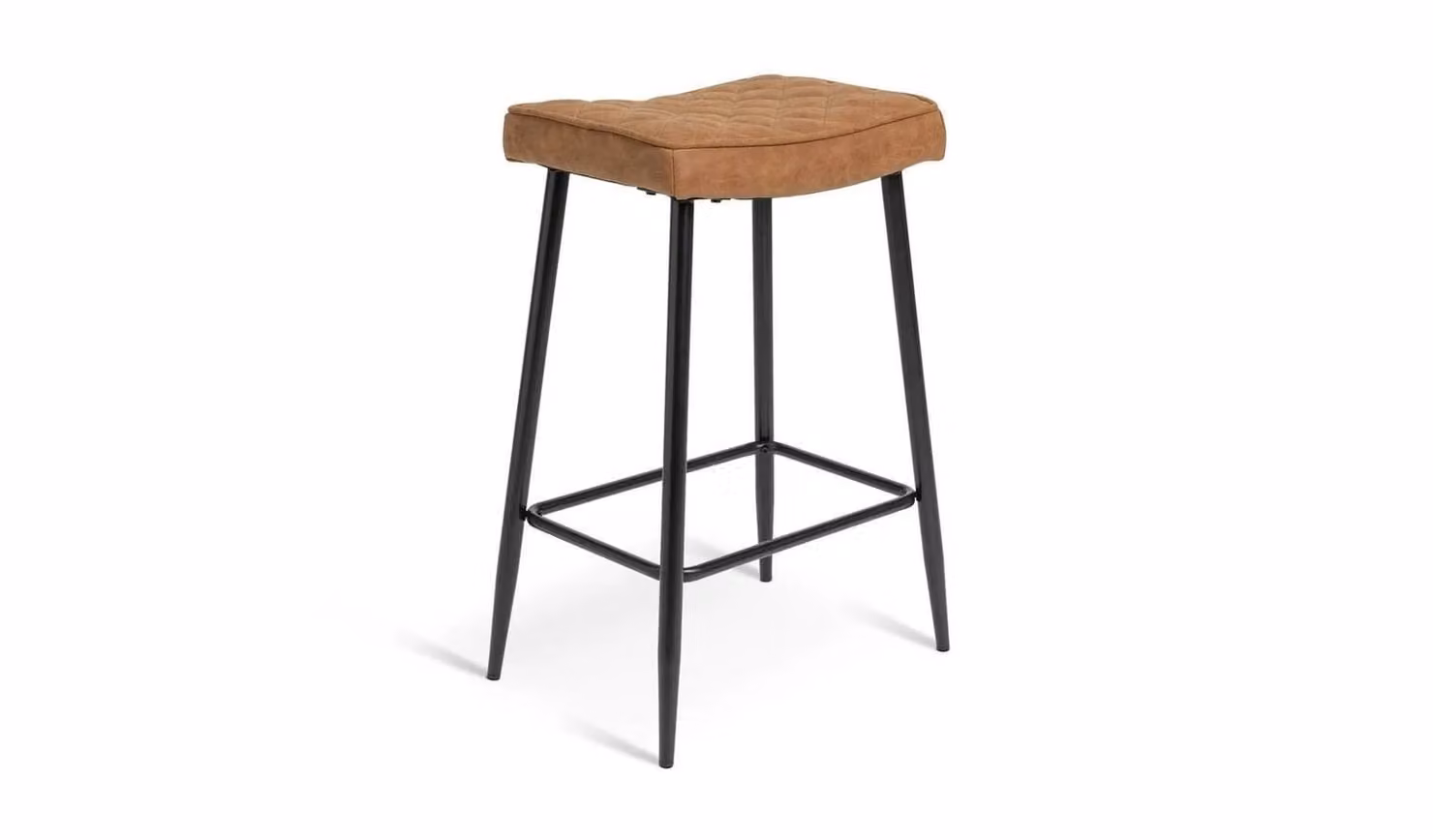 Kysen Faux Leather Counter Bar Stool in Tan with Metal Frame for Modern Kitchen Island Seating