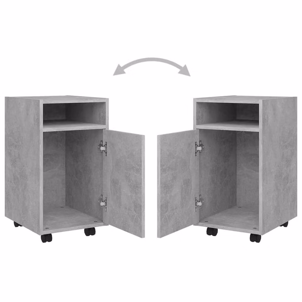 Berkfield Home Side Cabinet with Wheels in Concrete Grey, W/D/H: 33 x 38 x 60 cm – 4