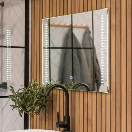 ValueLights IP44 LED Bathroom Mirror with Demister and Touch Control, Silver, W: 50 cm, H: 70 cm – 1
