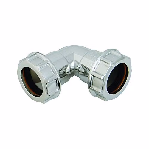 FloPlast CW11 40mm Chrome Style Polypropylene Compression Waste 90 Degree Bend, Silver