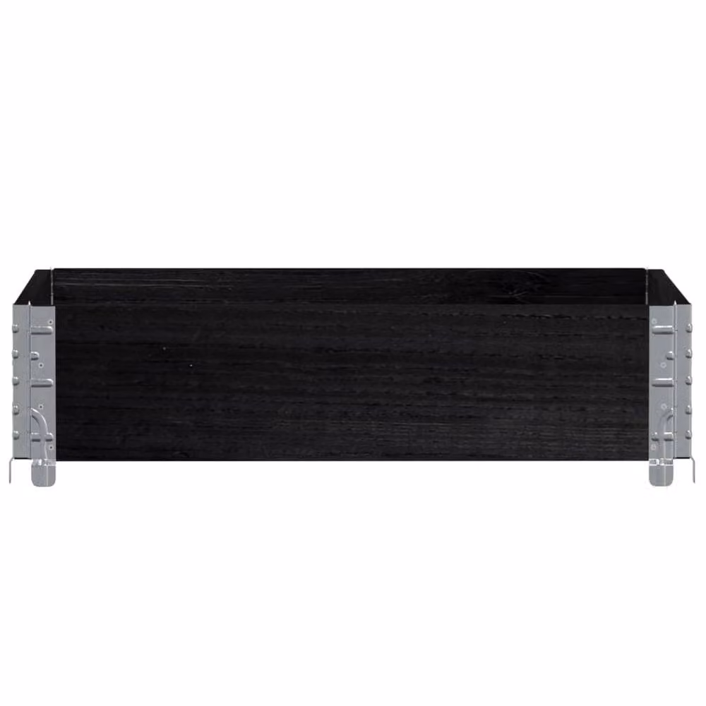 Berkfield Home Black Solid Wood Pine Garden Planter Tub W: 80 cm, D: 60 cm, H: 19.5 cm – 3