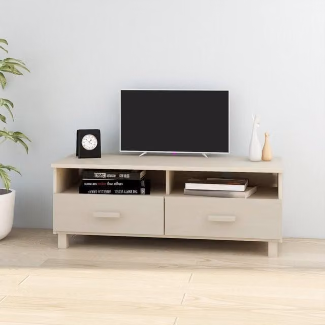Berkfield Home HAMAR TV Cabinet in Honey Brown Solid Pine Wood, W/D/H: 106 x 40 x 40 cm – 1