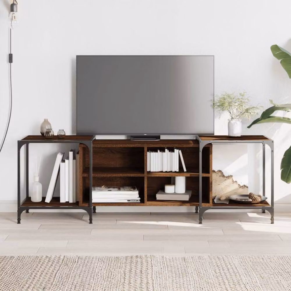 Berkfield Home TV Cabinet in Brown Oak, W/D/H: 153 x 37 x 50 cm – 2