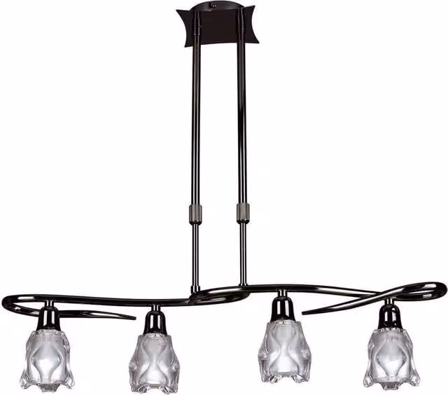 Netlighting Amel Telescopic 4 Light Bar Pendant in Black and Chrome with Transparent Glass – 1