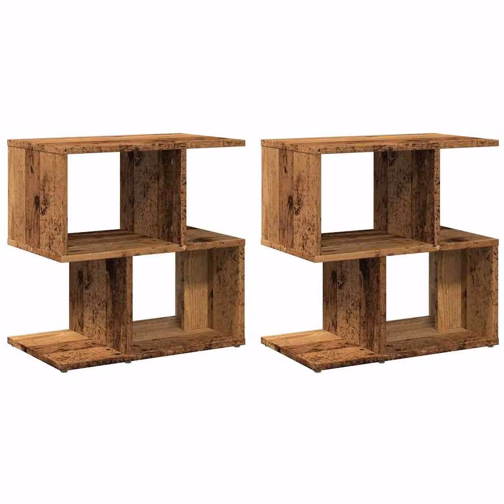 Berkfield Home Classic Bedside Cabinets, 2 Piece Set in Brown Old Wood, W/D/H: 50 x 30 x 51.5 cm – 2