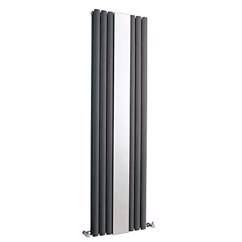 Hudson Reed HLA79 Revive Mirror Double Panel Radiator, Anthracite, W: 180 cm, H: 49.9 cm – 1