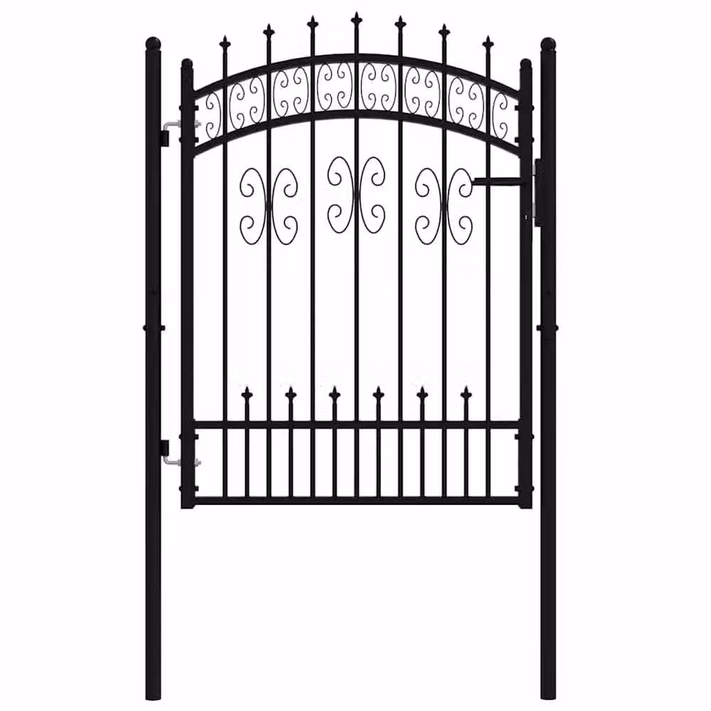 Berkfield Home Black Spear Top Steel Swing Fence Gate, W: 103 cm, H: 175 cm – 3