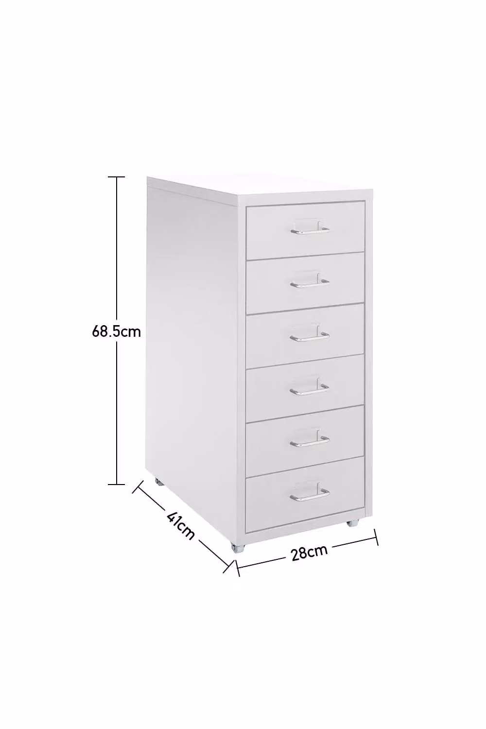 Living and Home 6 Drawer Vertical Metal File Cabinet with Wheels in White – 3