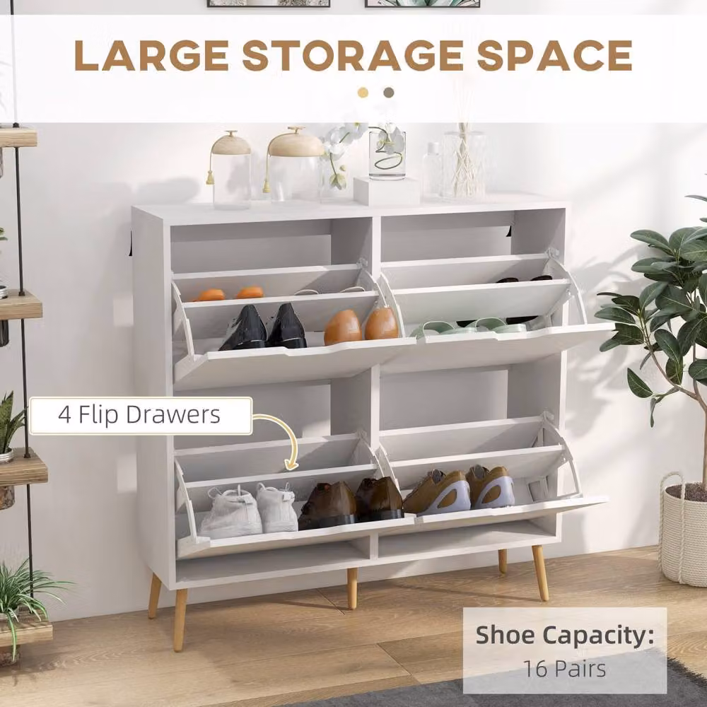 Wyld Haus Toyo White Shoe Cabinet with 4 Tilting Compartments for up to 16 Pairs – 2