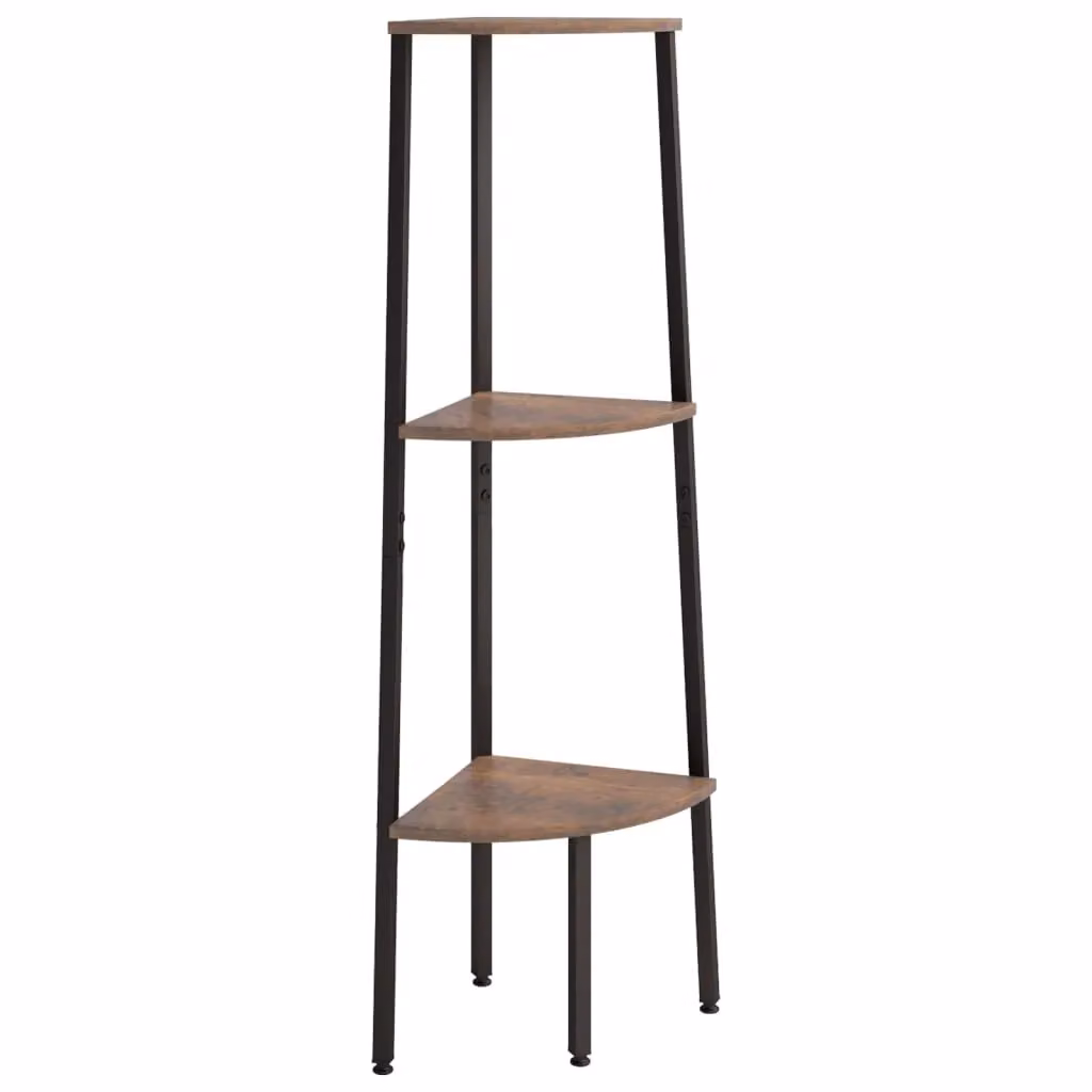 Berkfield Home 3-Tier Industrial Corner Shelf, Dark Brown and Black, H 120 x W 45.5 x D 31.5 cm – 2