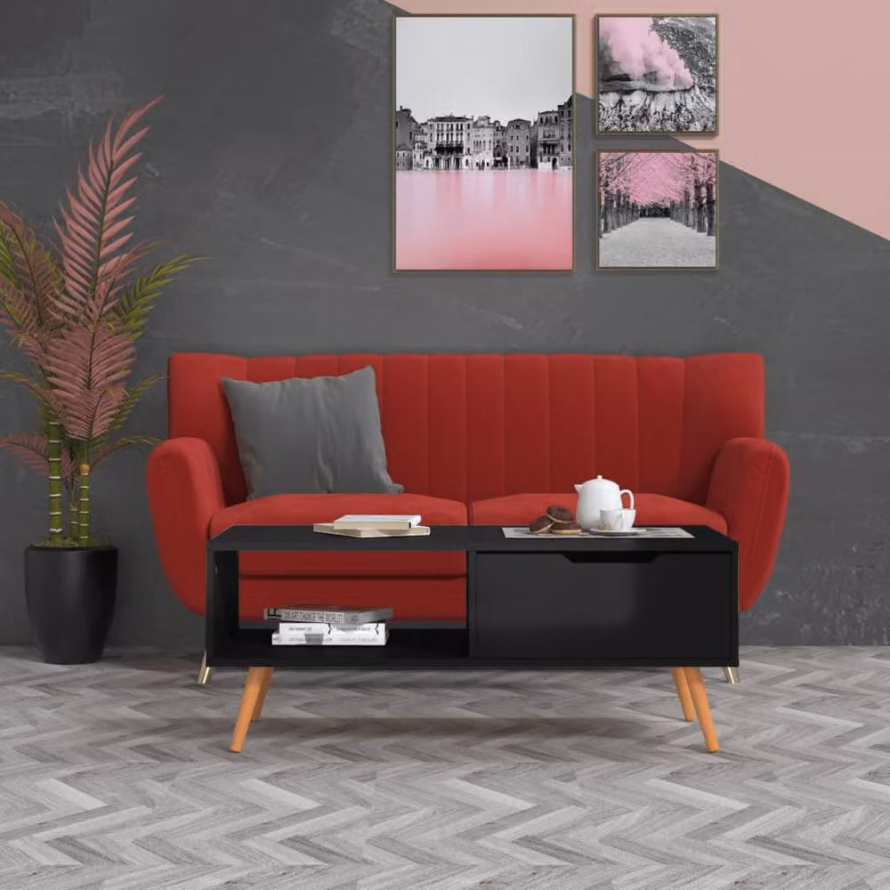 Berkfield Home High Gloss Black Coffee Table, W: 100 cm, D: 49.5 cm, H: 43 cm – 2