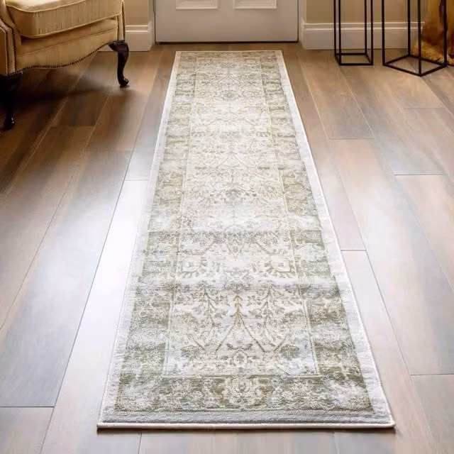 The Rug House Traditional Floral Pattern Rectangular Area Rug, Green, W: 240 cm, D: 60 cm