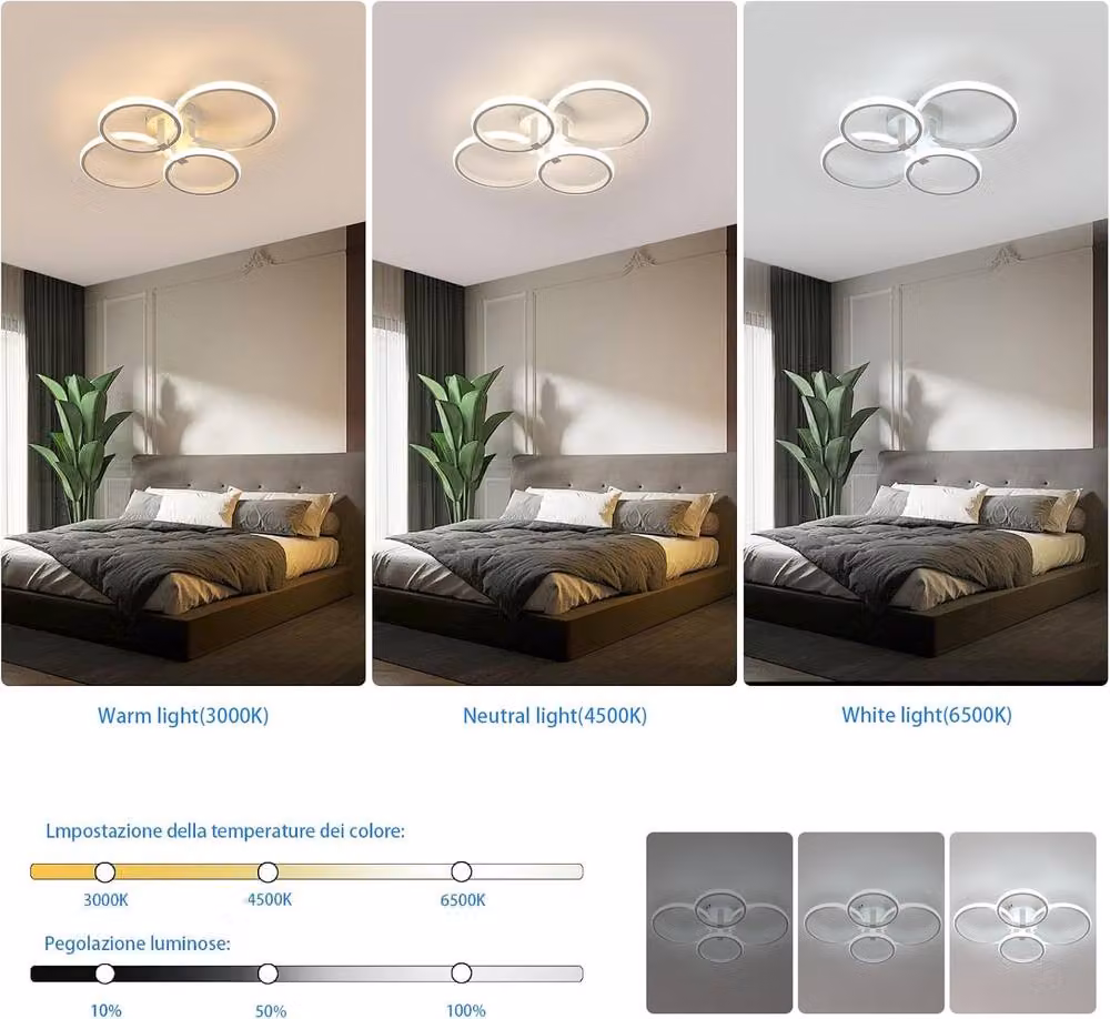 COMELY Modern Dimmable LED Ceiling Light, 76W White Acrylic Ring Light, Diameter: 56 cm – 2