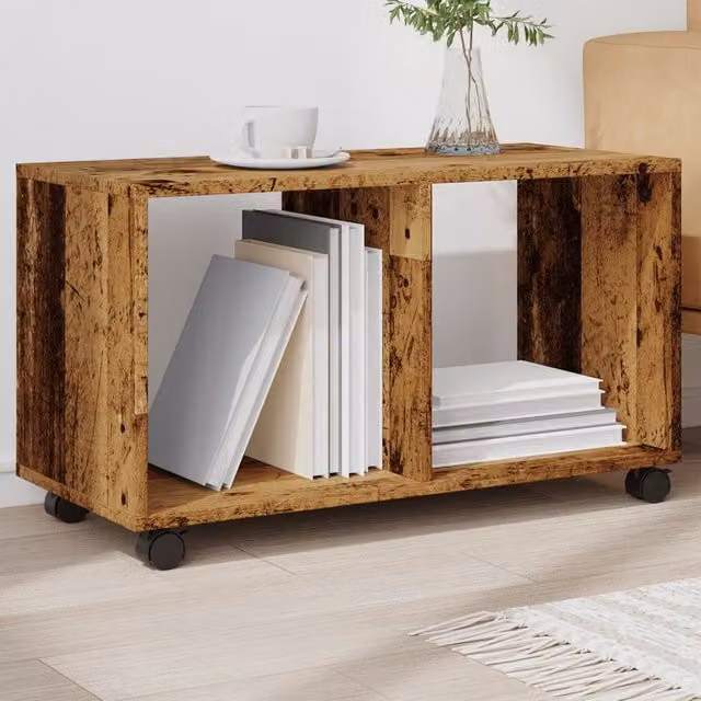vidaXL Rolling Cabinet in Old Wood Brown, W/D/H: 72 x 33 x 42.5 cm