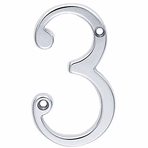 Loops Chrome House Numeral Plaque, Height: 75 mm, Depth: 4 mm