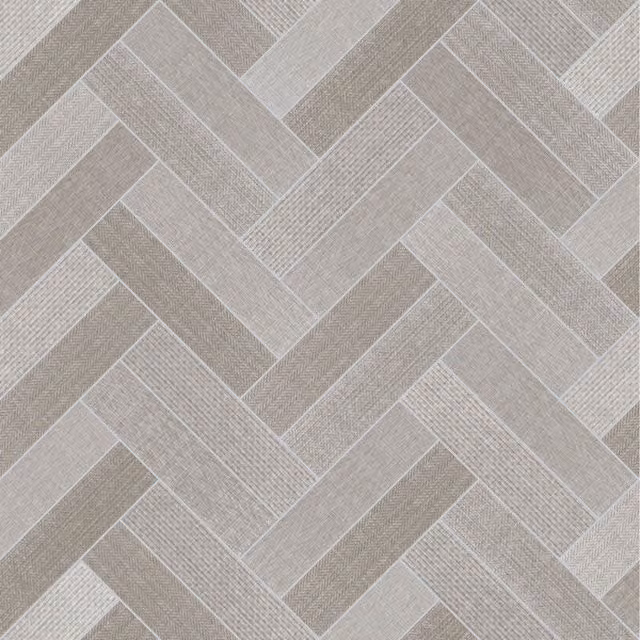 Lotus Beige Geometric Tile Effect Felt Backed Vinyl Flooring Sheet W: 100 cm, L: 400 cm, Thickness: 0.38 cm
