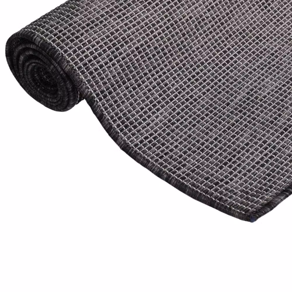 Berkfield Home Grey Round Outdoor Flatweave Rug, Diameter: 100 cm – 1