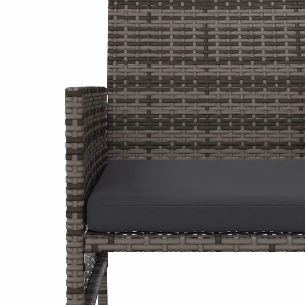 Berkfield Home Grey Rattan 2-Seater Garden Sofa Set with Coffee Table and Ottomans – 4