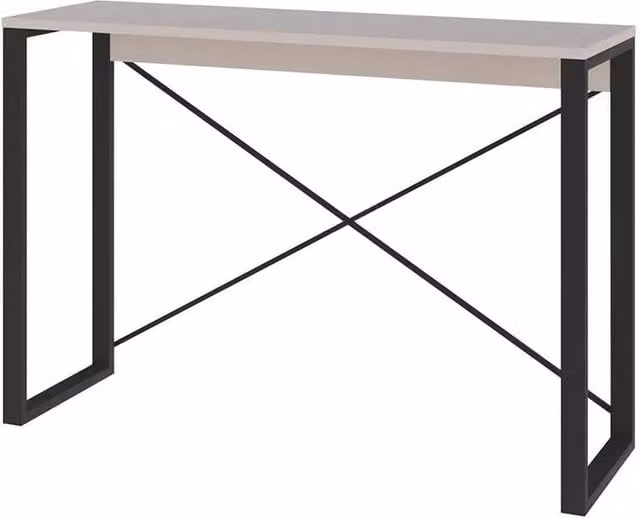 Nordara Sandstone Narrow Console Table with White Metal X-Frame Legs – 1