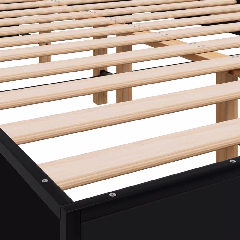 Berkfield Home Durable Small Double Bed Frame in Black, W/D/H: 120 x 200 cm – 4