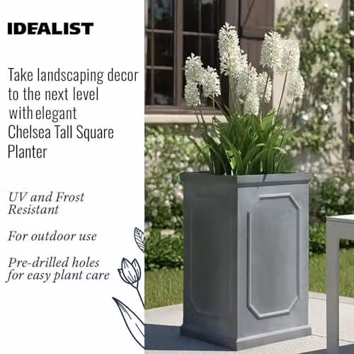 IDEALIST Large Grey Stone Faux Lead Reinforced Planter, Height: 64 cm, 62L – 6
