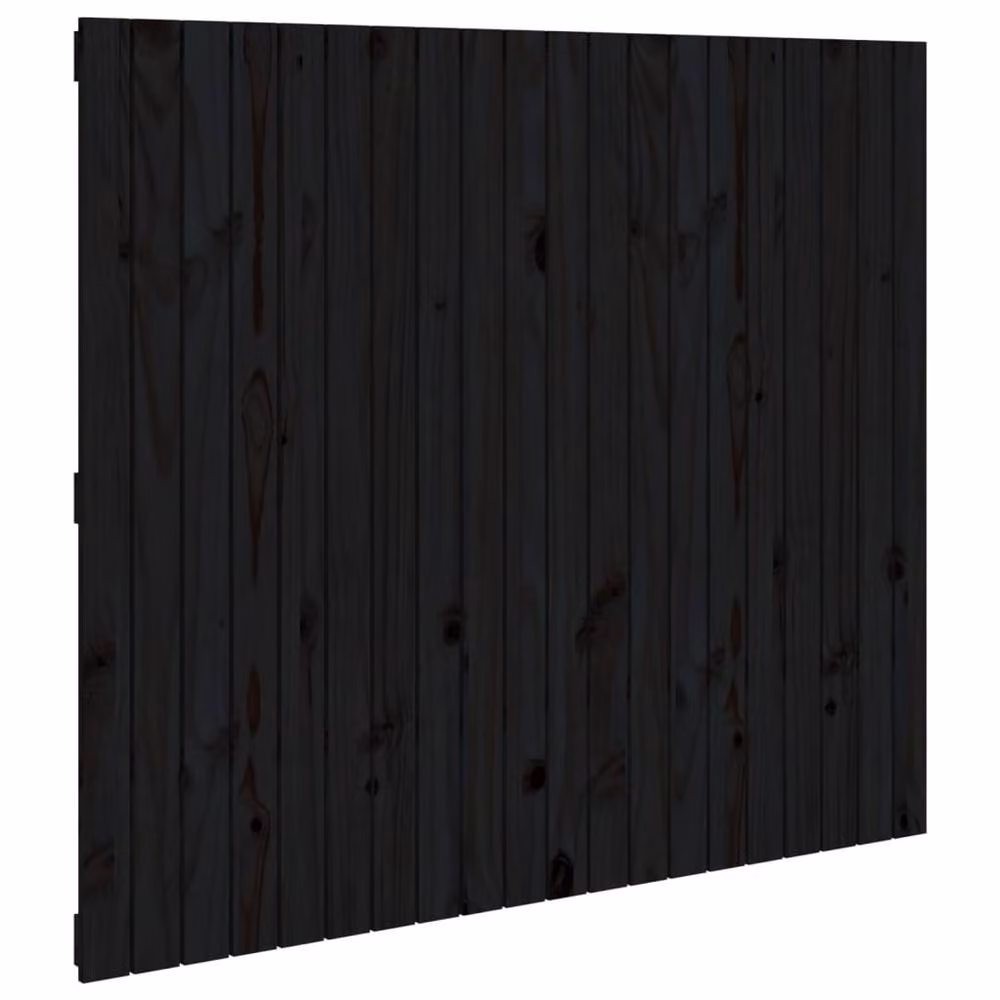 Berkfield Home Black Solid Wood Pine Wall Headboard W: 127.5 cm, D: 3 cm, H: 110 cm – 2