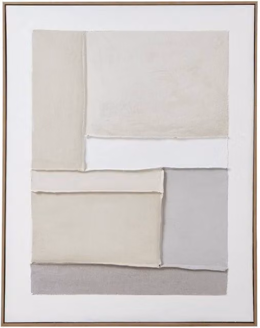 KDMD Contempo Alpha Abstract Geometric Canvas Wall Art in Brown, White and Grey
