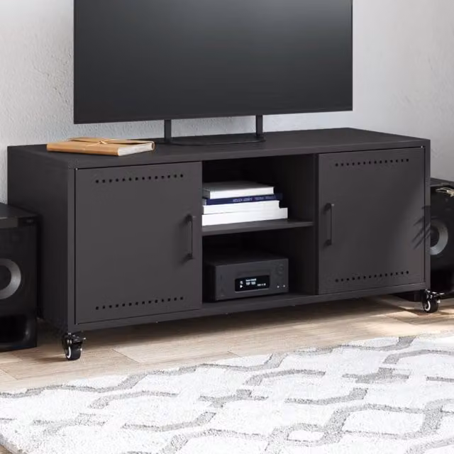 Berkfield Home Black Metal TV Cabinet W/D/H: 100.5 x 39 x 43.5 cm – 1
