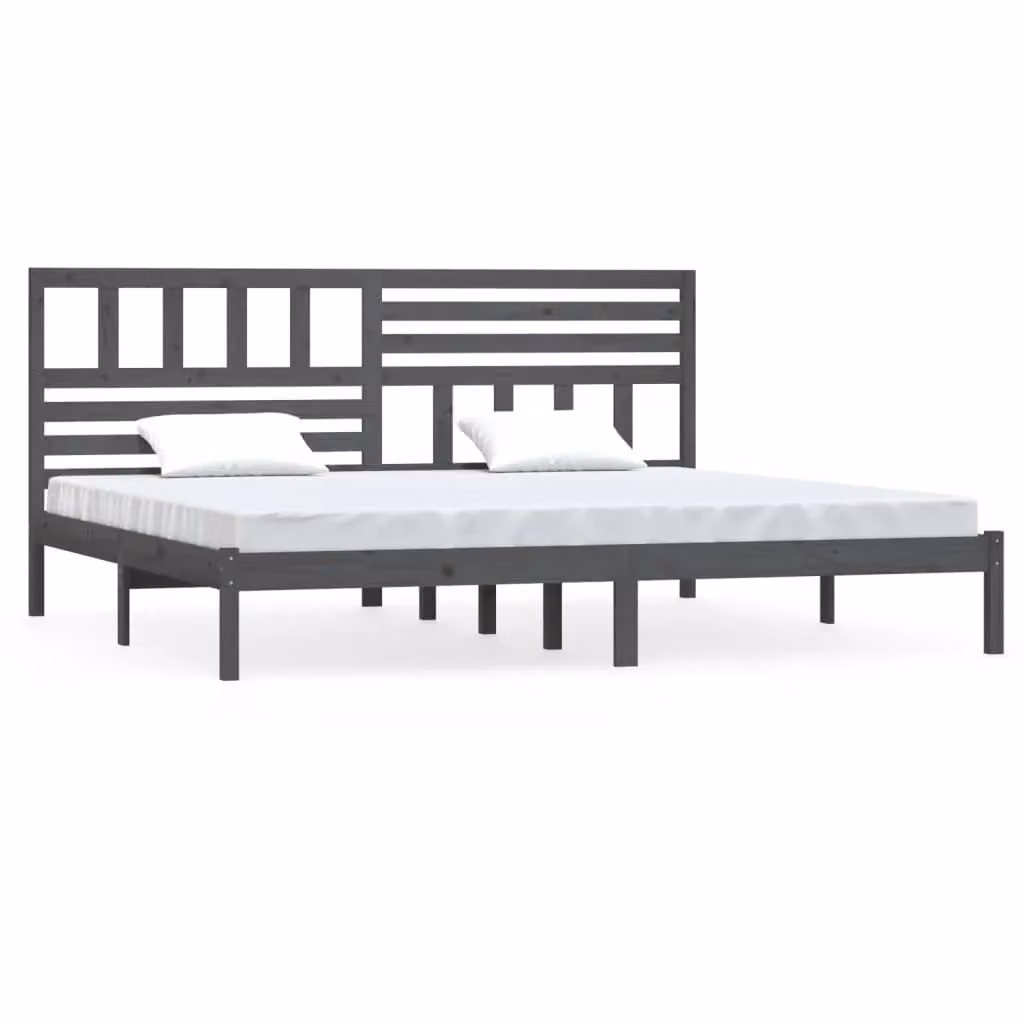 Berkfield Home Grey Solid Pine Wood Bed Frame W/D/H: 200 x 200 cm – 2