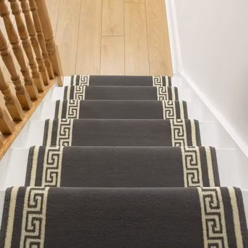 runrug Grey Key Stair Carpet Runner, W: 70 cm, L: 660 cm – 3