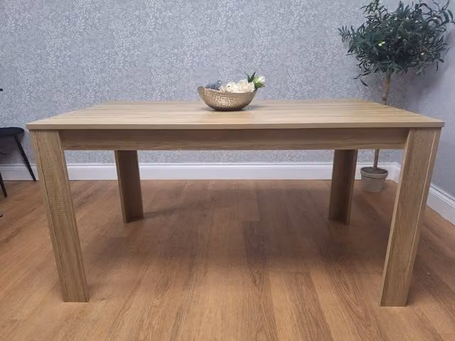 KOSY KOALA Beige Wood Rectangular Dining Table for 6 Seats, H 75 x L 140 x W 80 cm – 1