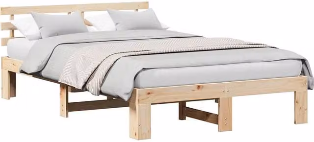 Berkfield Home Solid Pine Wood Bed Frame, Natural