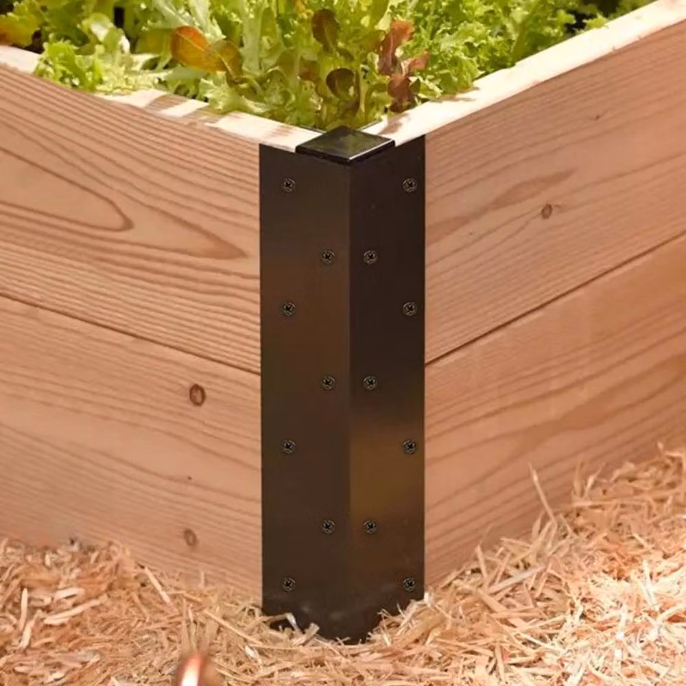 NESTLUNE 4-Piece Metal Corner Brackets for Garden Raised Vegetable Beds, Black, W: 100 cm, H: 15 cm, D: 15 cm – 2