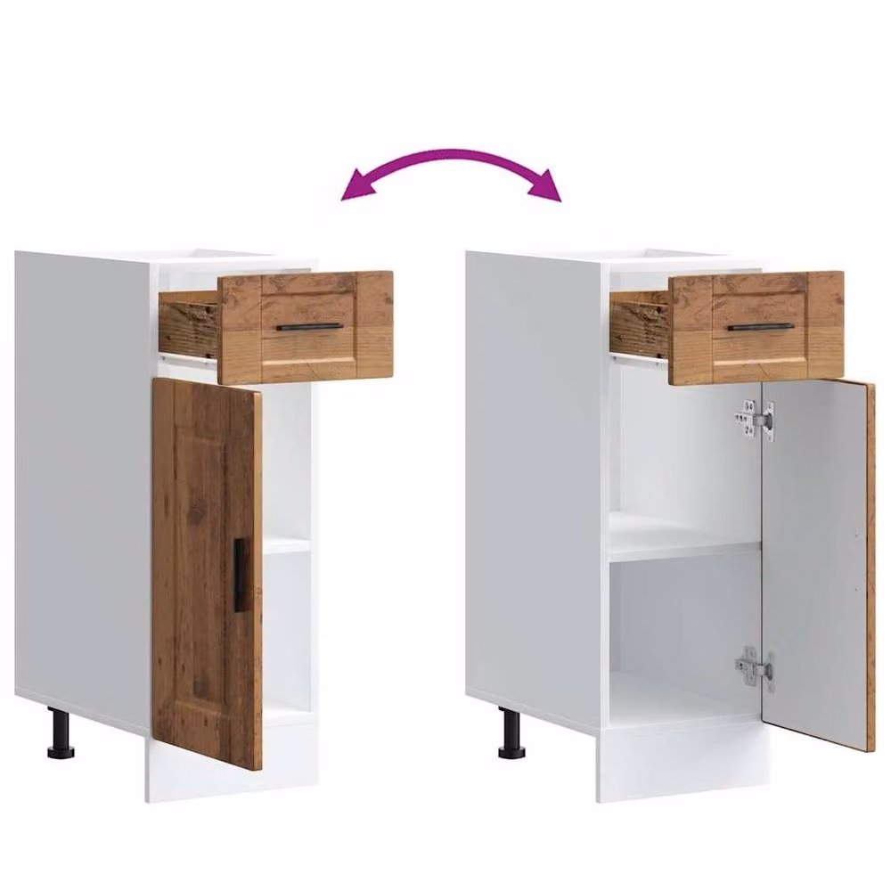 Berkfield Home Porto Kitchen Base Cabinet in Brown Old Wood Engineered Wood W/D/H: 81.5 x 46 x 30 cm – 3