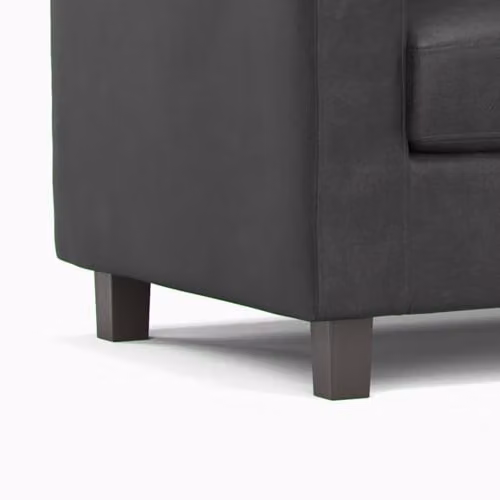 Furnishings For Less UK York 3 Seater Sofa in Black Faux Leather with Square Arms and Solid Wood Frame, W/D/H: 173 x 75 x 86 cm – 4