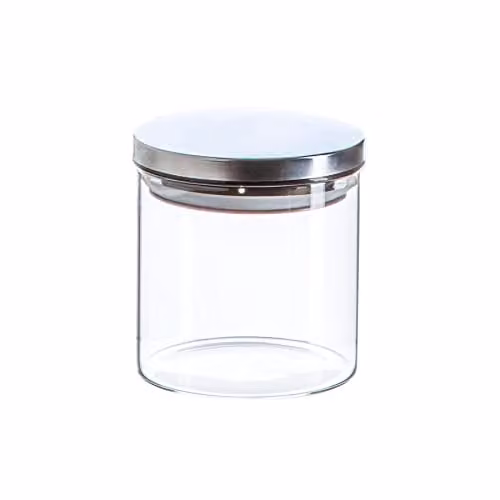 Argon Tableware Scandi Airtight Glass Storage Jar with Metal Lid, 550ml, Silver and Transparent – 1