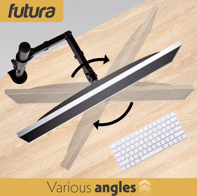 Futura Single Monitor Arm Desk Mount Adjustable Stand for 13-32 Inch Screens, Black