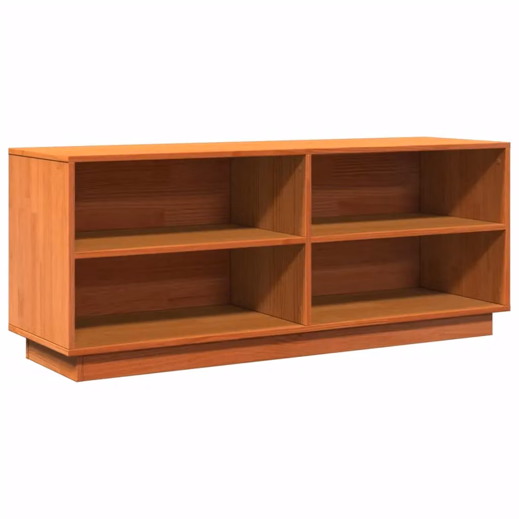 Berkfield Home Wax Brown Solid Wood Pine Shoe Cabinet, W/D/H: 110 x 34 x 45 cm – 2