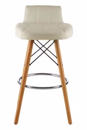 Orsina Modern Synthetic Leather Bar Stool with Beech Wood Frame in White and Beige, W: 48 cm, D: 45 cm, H: 88 cm